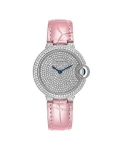 WE902047 Ballon Bleu de Cartier l 33 mm, automatic movement, white gold, diamonds, leather