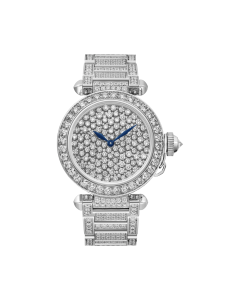 HPI01392 Pasha de Cartier Serti Vibrant | 35 mm, rhodiumized white gold, diamonds