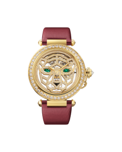 Watch with menagerie motif | 41 mm, hand-wound mechanical movement, yellow gold, diamonds, interchangeable leather straps