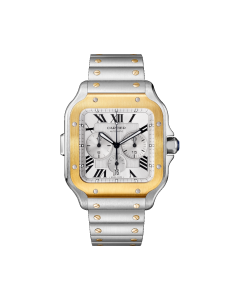 W2SA0008 Santos de Cartier Chronograph | Extra-large model, automatic movement, yellow gold, steel, interchangeable metal and rubber bracelets