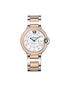 Ballon Bleu de Cartier | 36 mm, mechanical movement with automatic winding, rose gold, steel, diamonds