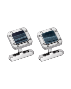  WGSA0050 Santos Dumont Precious Set | Extra-large platinum (925/1000) watch with 18K white gold and hawk eye stone cufflinks and precious Santos-Dumont box, numbered limited edition of 100 piece