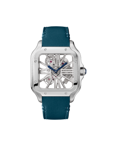 WHSA0021 Santos de Cartier| Large model, hand-wound mechanical movement, steel, interchangeable metal and leather bracelets