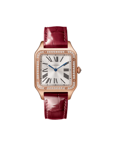 WJSA0016 Santos Dumont | Large model, quartz movement, rose gold, diamonds, leather