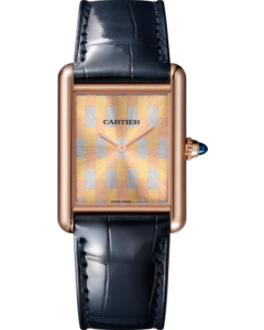 WGTA0176 Tank Louis Cartier l Large model, hand-wound mechanical movement, rose gold, leather