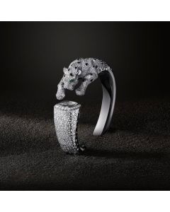 HPI01712 Cartier Panthère Jewellery Watch | White Gold, Diamond-Set, Emerald Eyes, Quartz Movement, Sculptural Bangle